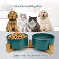 Elevated Double Ceramic Pet Bowl Set with Bamboo Stand - White - view 5