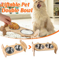 Elevated Double Pet Bowl Stand with Stainless Steel Bowls and Anti-Tip Design