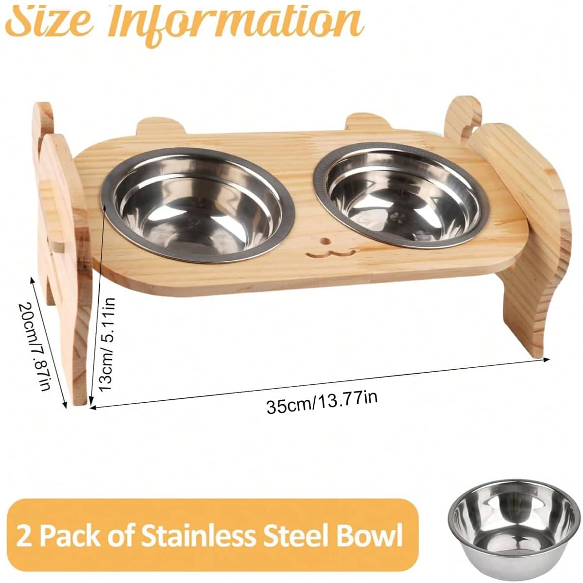 Elevated Double Pet Bowl Stand with Stainless Steel Bowls and Anti-Tip Design - view 3