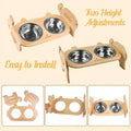 Elevated Double Pet Bowl Stand with Stainless Steel Bowls and Anti-Tip Design - view 4