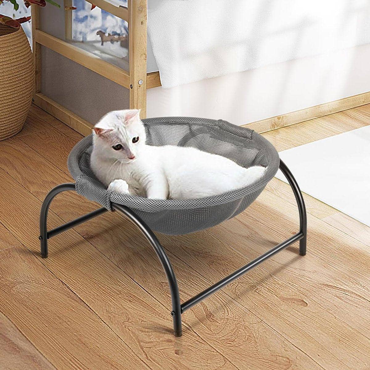 Elevated Hanging Cat Bed with Metal Frame and Mesh - Black - view 5