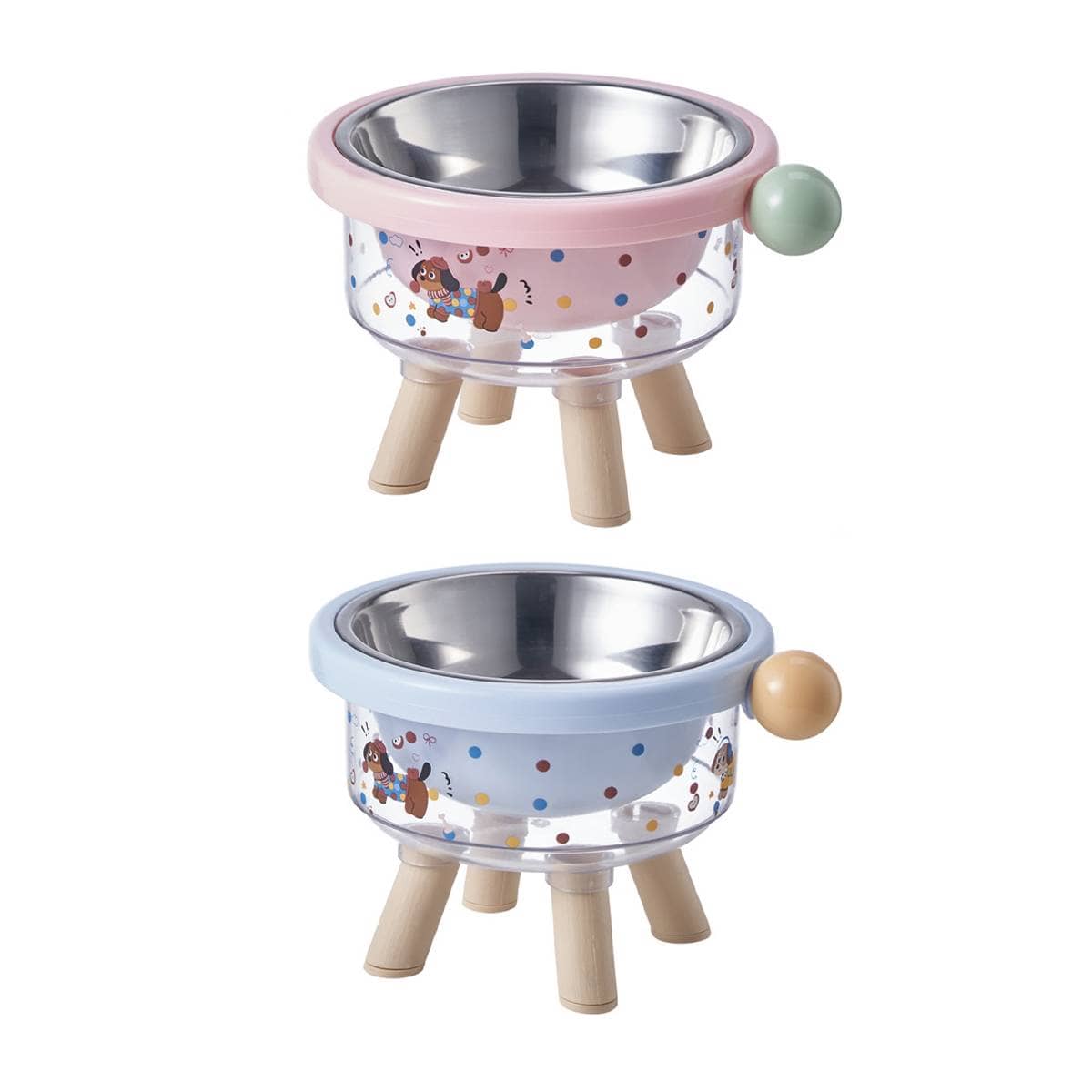 Elevated Pet Bowl with Stainless Steel Dish - Pink, 16 x 12cm - view 3