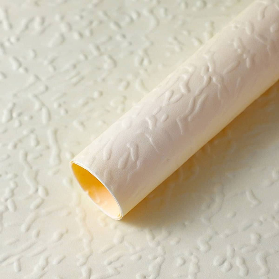 Embossed Flower Wrapping Paper, 5 Packs of 25 Sheets, 50 x 52 cm - Beige