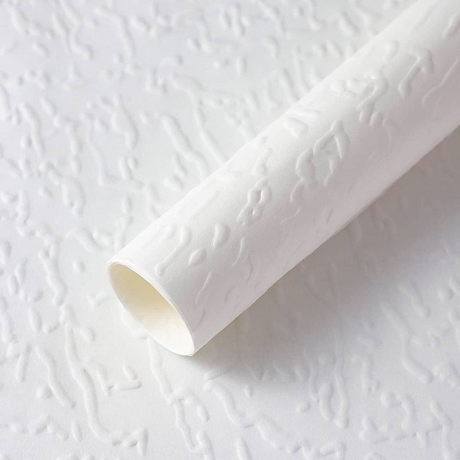 Embossed Flower Wrapping Paper, 5 Packs of 25 Sheets, 50 x 52 cm - White