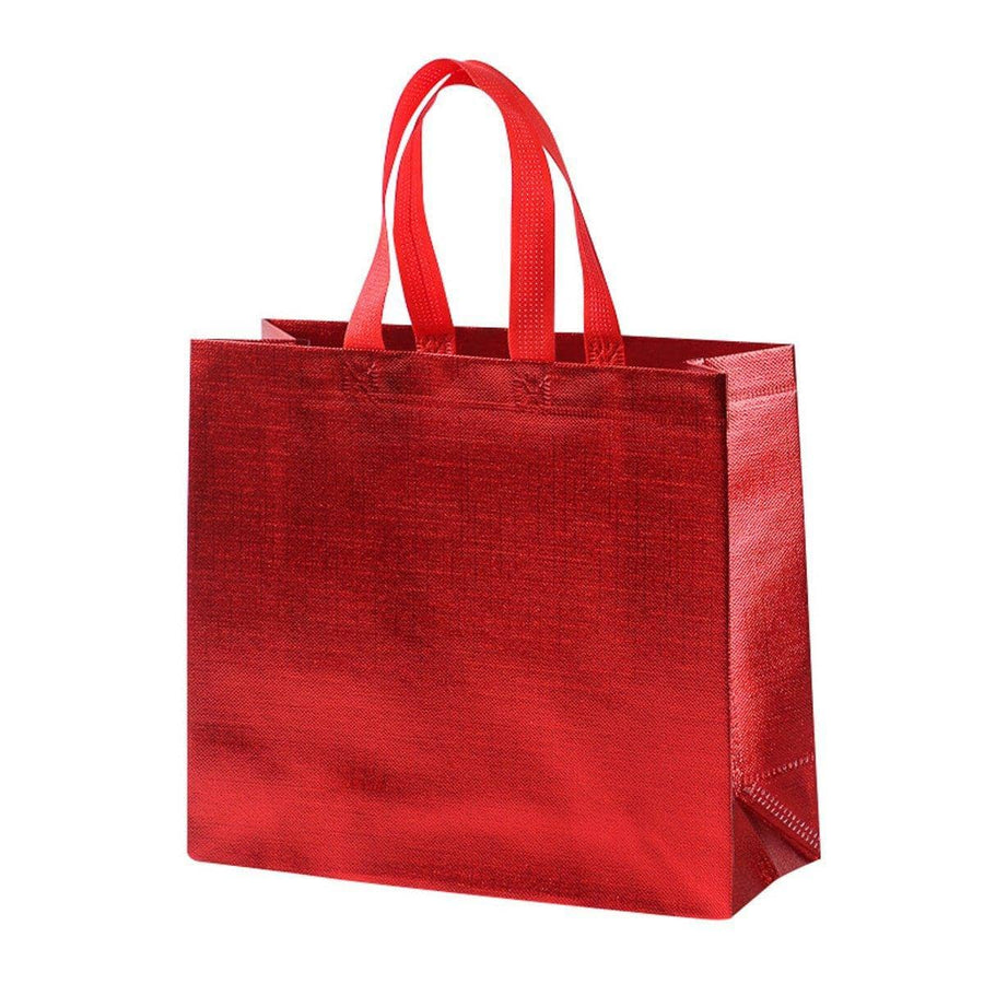 Embossed Non-Woven Tote Bags, Pack of 25 - Red, 32 x 28 x 12 cm