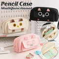 Embroidered Cat Pencil Case, Large Capacity - Beige - view 2