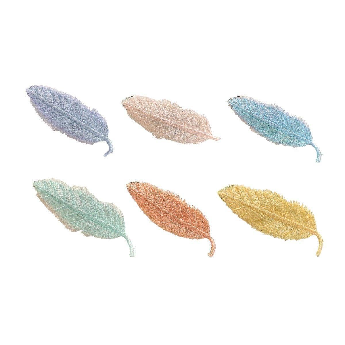 Embroidered Leaf Side Hair Clip Barrette - Light Pink - view 3