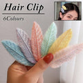 Embroidered Leaf Side Hair Clip Barrette - Yellow - view 2