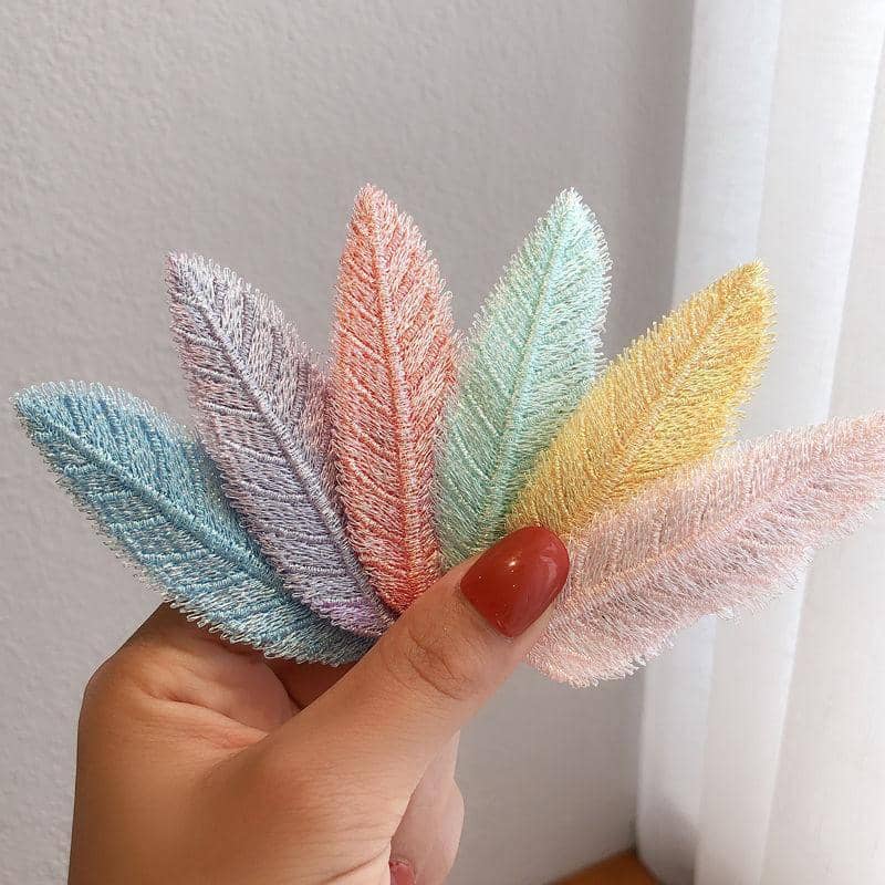 Embroidered Leaf Side Hair Clip Barrette - Yellow - view 4