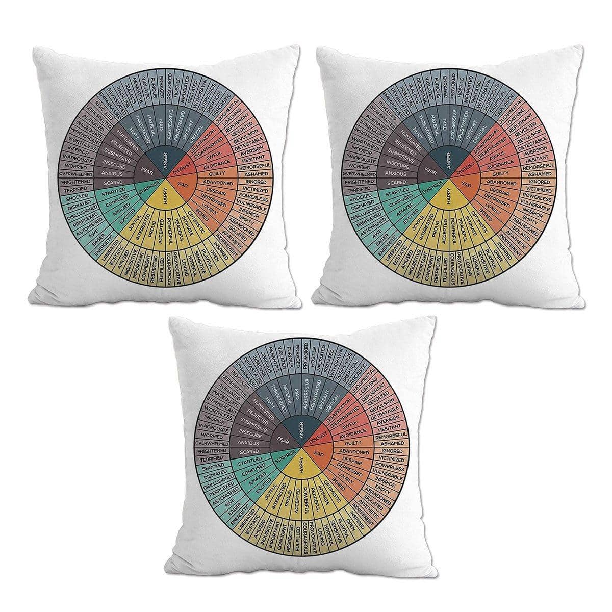 Emotion Wheel Decorative Pillowcase Cushion Cover 45 x 45 cm, Pack of 3 - view 2
