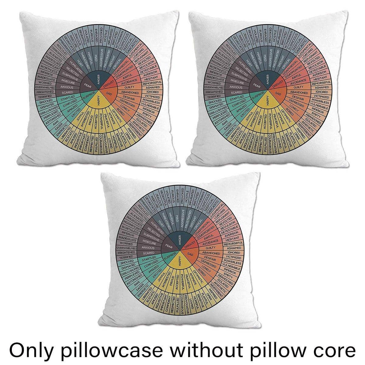 Emotion Wheel Decorative Pillowcase Cushion Cover 45 x 45 cm, Pack of 3 - view 4