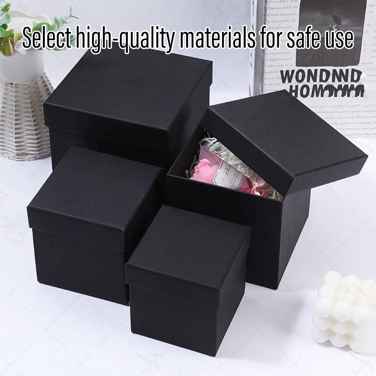 Empty Square Gift Boxes, Pack of 8 - Red, 12 x 12 x 12 cm - view 5