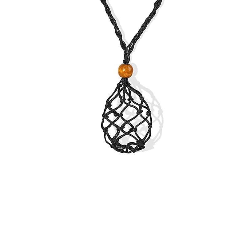 Empty Stone Holder Necklace, Black, L