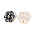 Enamel Camellia Rose Flower Brooch with Pearl, Alloy Coat Pin - White - view 3