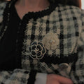 Enamel Camellia Rose Flower Brooch with Pearl, Alloy Coat Pin - White - view 5