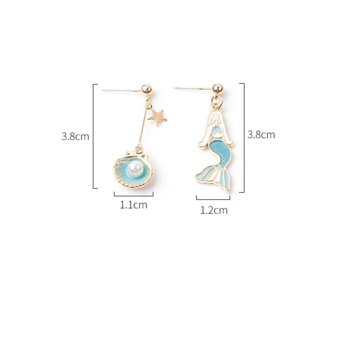 Enamel Drop Earrings - Mushroom and Leaf Disc - view 5