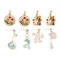 Enamel Mismatched Earrings - Mermaid and Pearl Shell - view 3