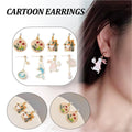Enamel Mismatched Earrings - Rabbit with Pocket Watch - view 2