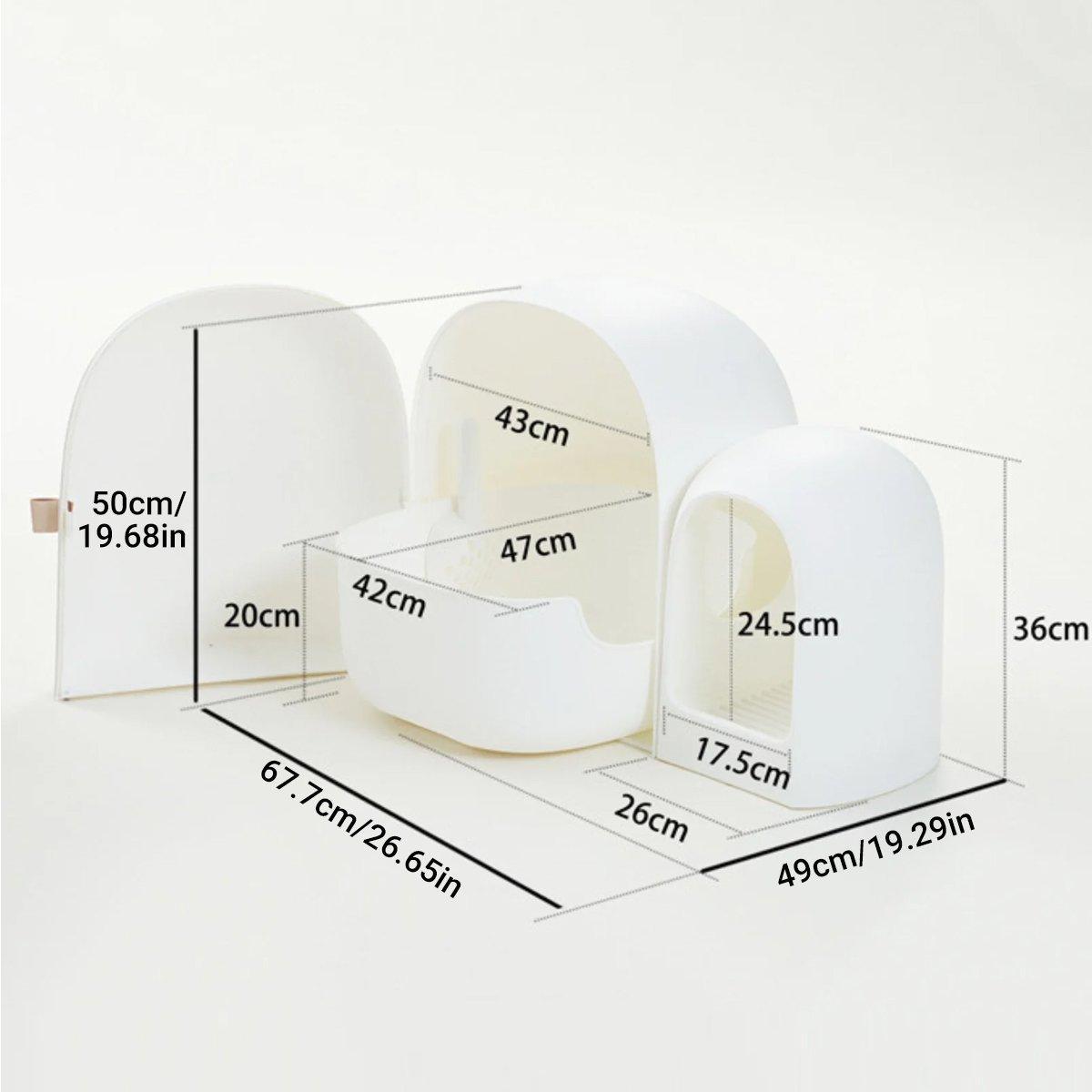 Enclosed Cat Litter Box with Movable Tray - White - view 4