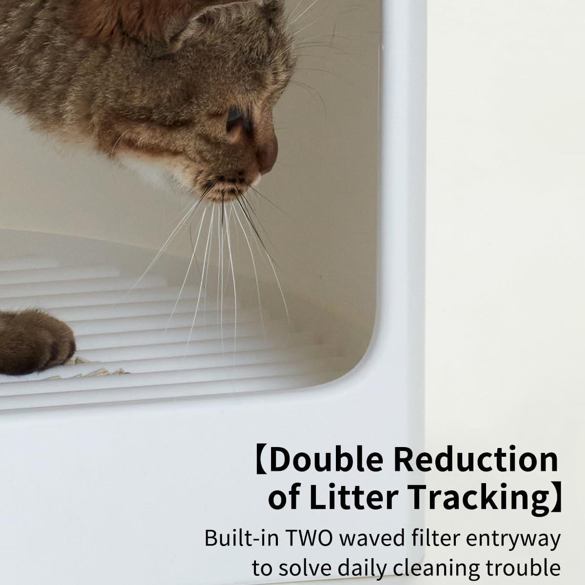 Enclosed Cat Litter Box with Movable Tray - White - view 5