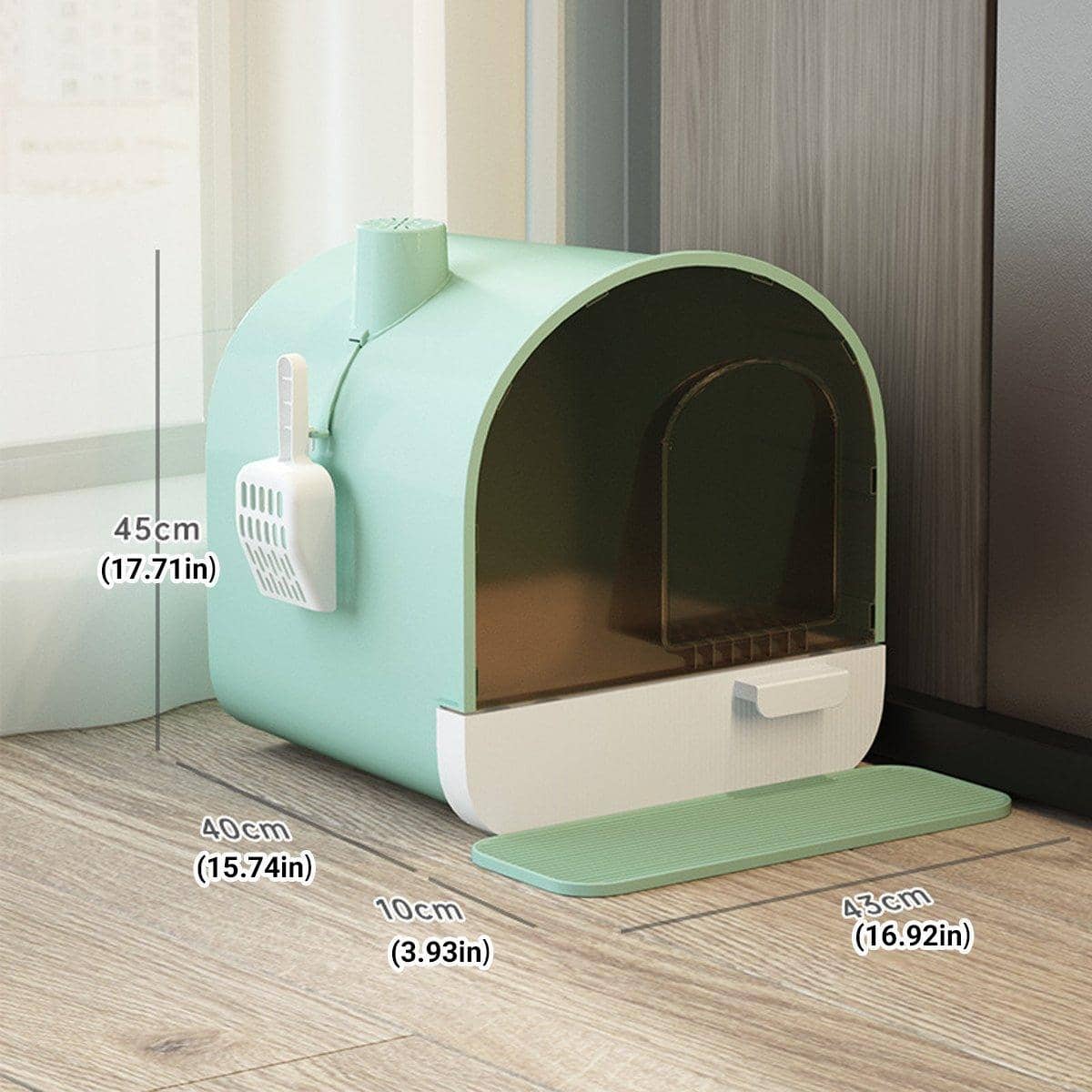 Enclosed Cat Litter Box with Pull-Out Drawer and Scoop - Pink - view 4