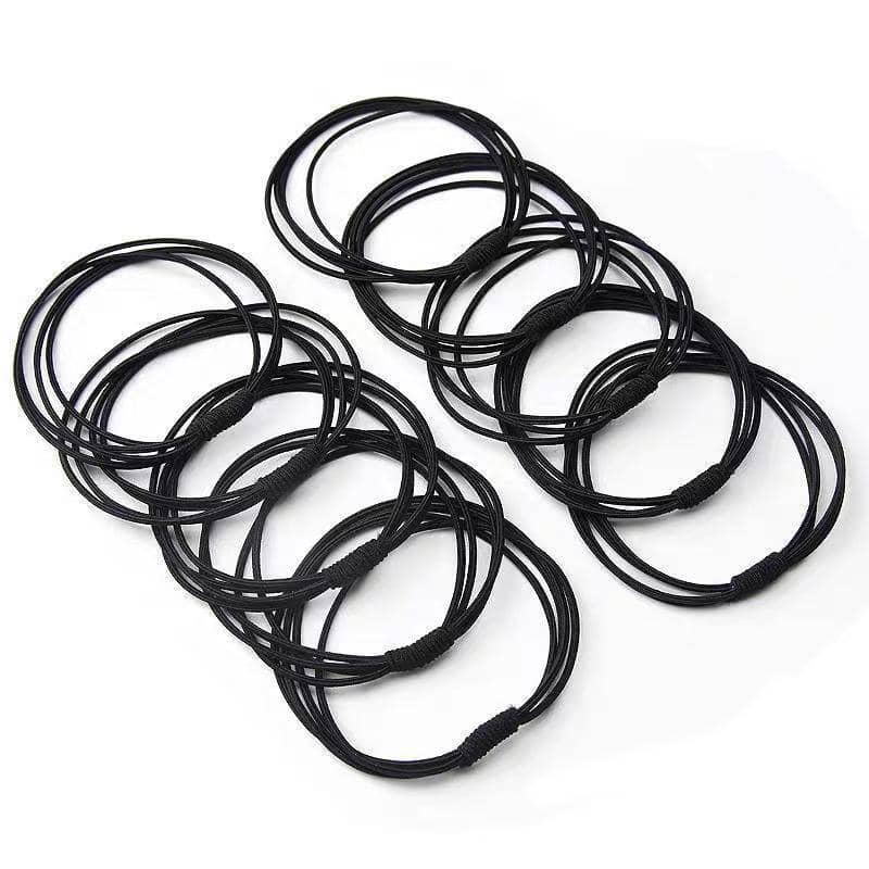 Endless Elastic Hair Ties for Ponytails, Pack of 10 - Black