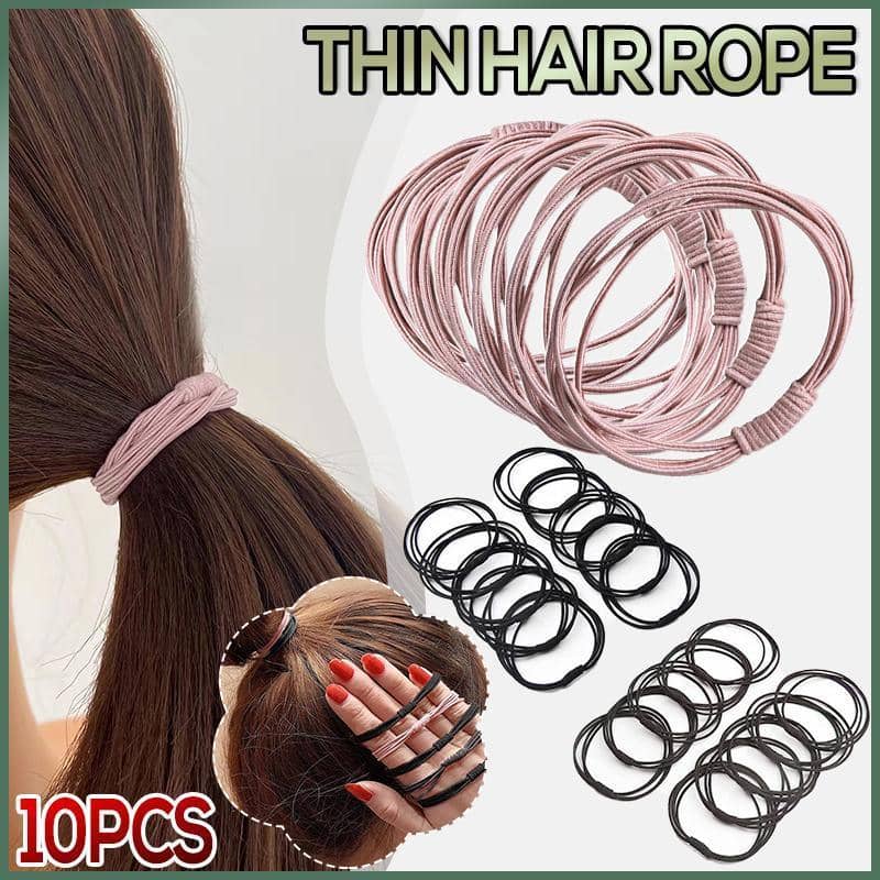 Endless Elastic Hair Ties for Ponytails, Pack of 10 - Black - view 2