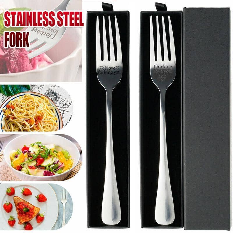 Engraved Stainless Steel Forks - Set of 2, I Forking Love You and I Love Forking You - view 2