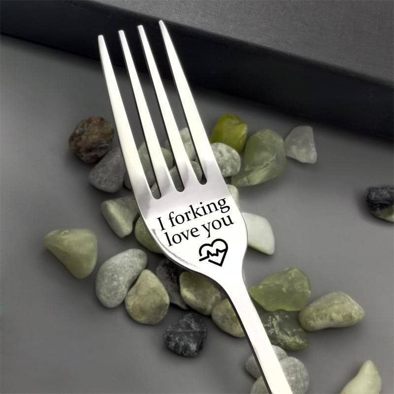 Engraved Stainless Steel Forks - Set of 2, I Forking Love You and I Love Forking You - view 4
