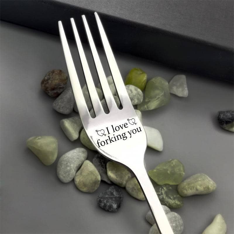 Engraved Stainless Steel Forks - Set of 2, I Forking Love You and I Love Forking You - view 5