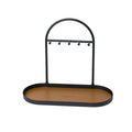 Entryway Iron Key Storage Rack with Leather-Lined Tray, 5 Hook Hanging Organiser - view 2