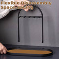 Entryway Iron Key Storage Rack with Leather-Lined Tray, 5 Hook Hanging Organiser - view 4