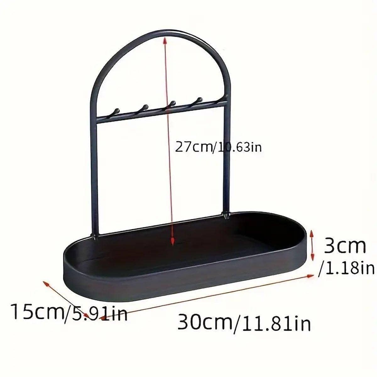 Entryway Storage Rack Key Holder - Black, 30 x 15 x 27cm - view 4