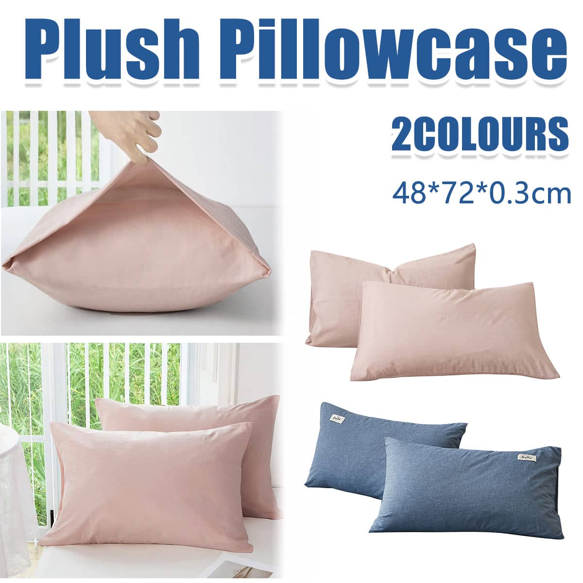 Envelope Closure Pillowcases Pair, Soft Breathable Bedding Pillow Covers - Blush Pink - view 2