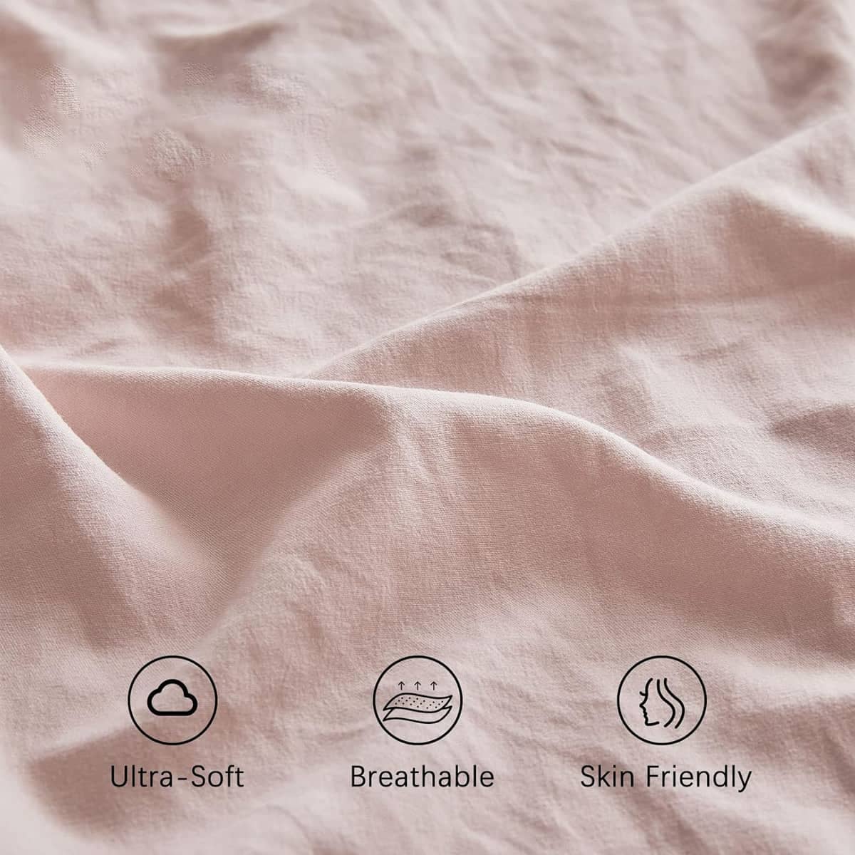 Envelope Closure Pillowcases Pair, Soft Breathable Bedding Pillow Covers - Blush Pink - view 5