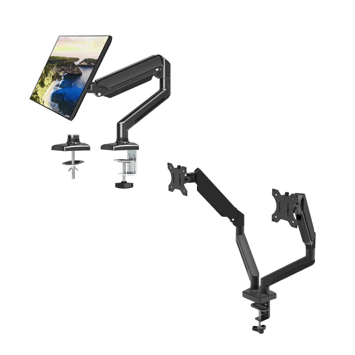 Ergonomic Free Hover Telescopic Monitor Arm Mount with Desk Clamp - Dual Arm - view 3