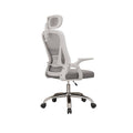 Ergonomic Mesh Office Chair with 3D Adjustable Headrest and Foldable Armrests - Grey
