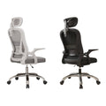Ergonomic Mesh Office Chair with 3D Adjustable Headrest and Foldable Armrests - Grey - view 3