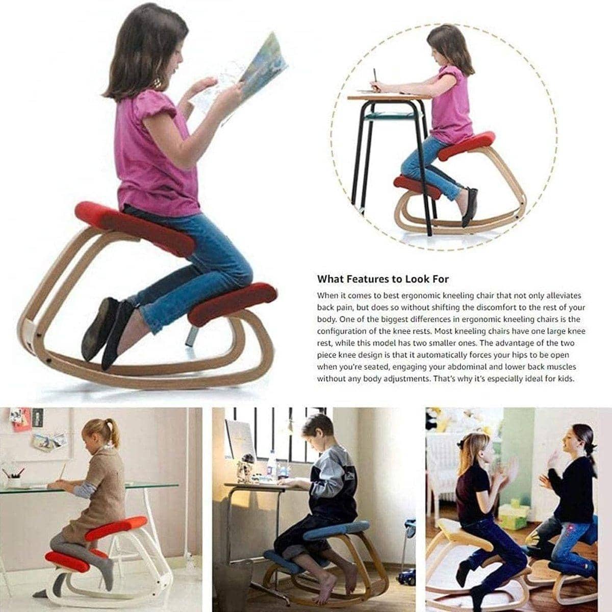 Ergonomic Rocking Kneeling Chair - Beige - view 4