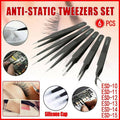 ESD Anti-Static Precision Tweezer Set, Set of 6 for Electronics Repair