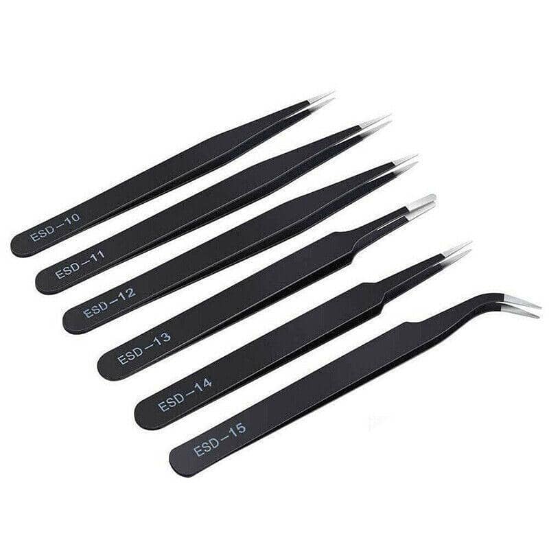 ESD Anti-Static Precision Tweezer Set, Set of 6 for Electronics Repair - view 2