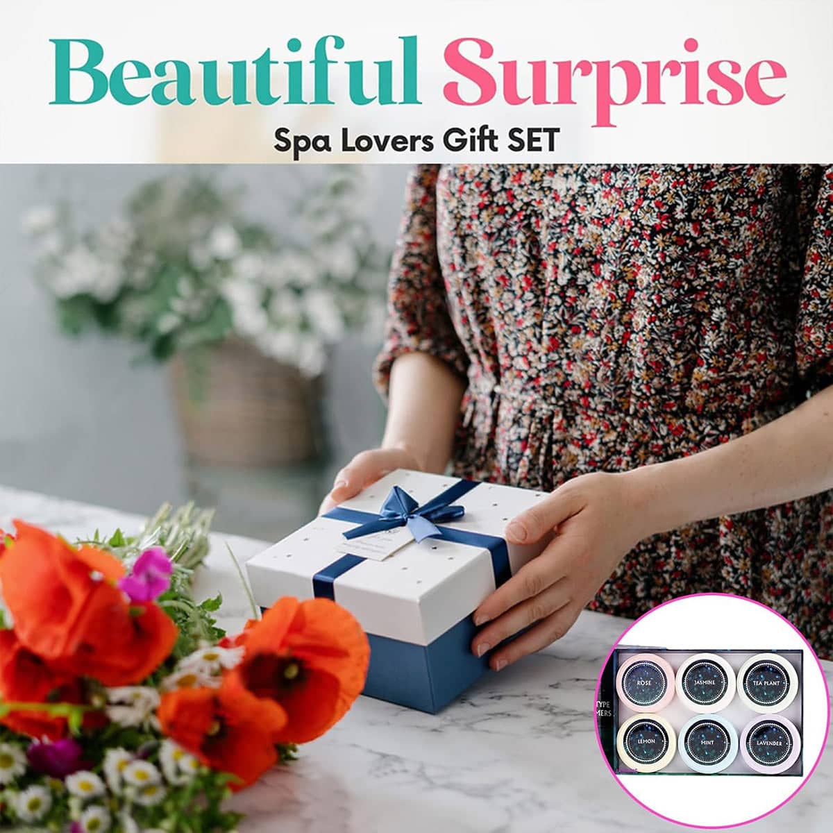 Essential Oil Shower Steamers Gift Box, Pack of 6 Aromatherapy Bath Tablets with Flowers - view 5