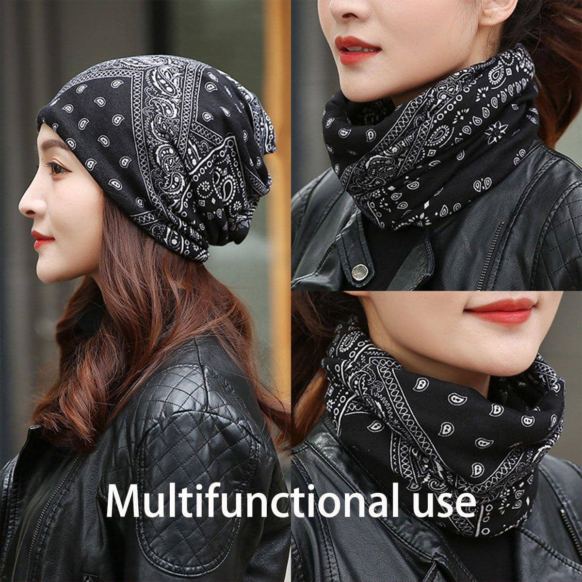 Ethnic Style Cotton Turban Cap for Women - Pink Geometric Stripe - view 5