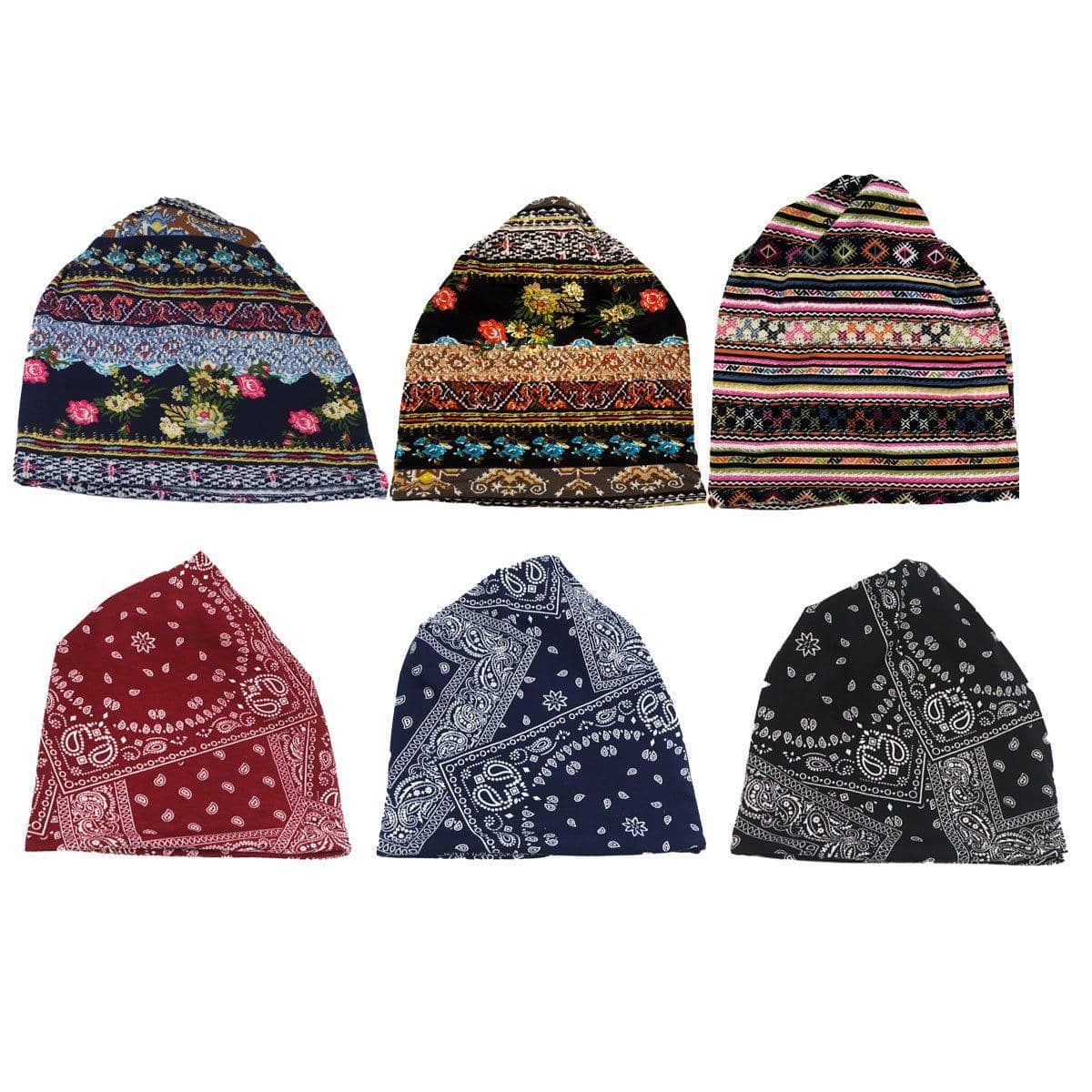 Ethnic Style Cotton Turban Cap for Women - Wine Red Paisley - view 3