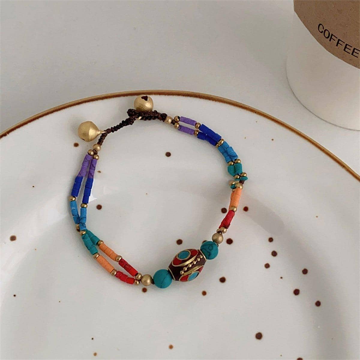 Ethnic Style Handmade Bracelet with Stones and Sky Beads - view 4