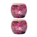 European Glass Mosaic Candle Holders, Pack of 2 - Purple