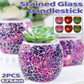 European Glass Mosaic Candle Holders, Pack of 2 - Purple - view 2