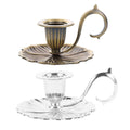 European Style Retro Handheld Candlestick Holder - Polished Silver - view 3