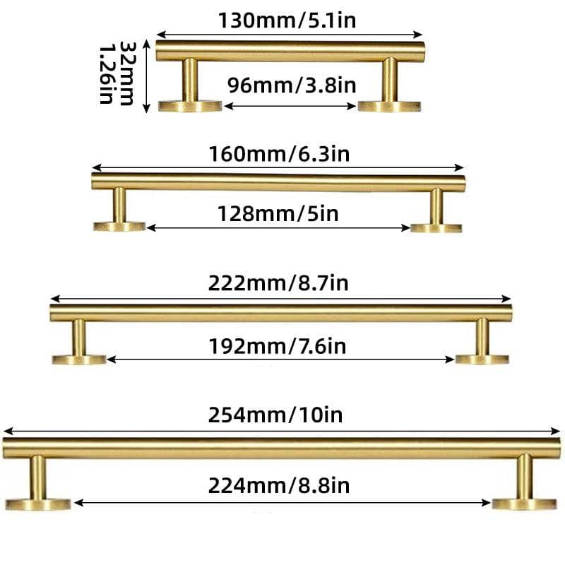 European Style Solid Brass Cabinet Handle - 128 mm Hole Centres - view 4