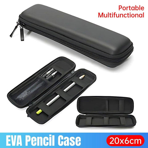 EVA Hard Shell Pencil Case with Zipper - Black, 20 x 6 cm